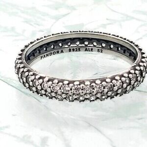 Pandora Sterling Silver stackable ring, page CZ, size 6.